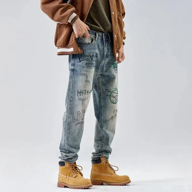 American Print Loose Jeans