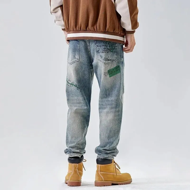 American Print Loose Jeans