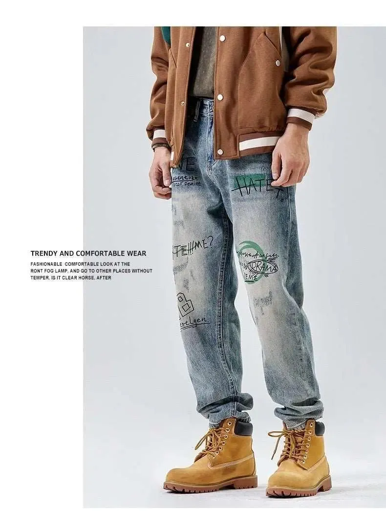American Print Loose Jeans