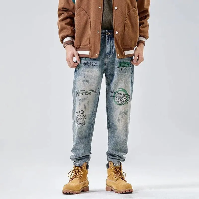 American Print Loose Jeans