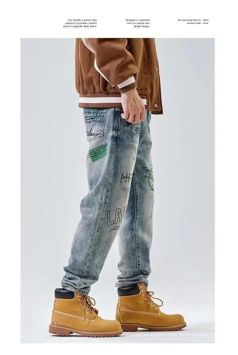 American Print Loose Jeans