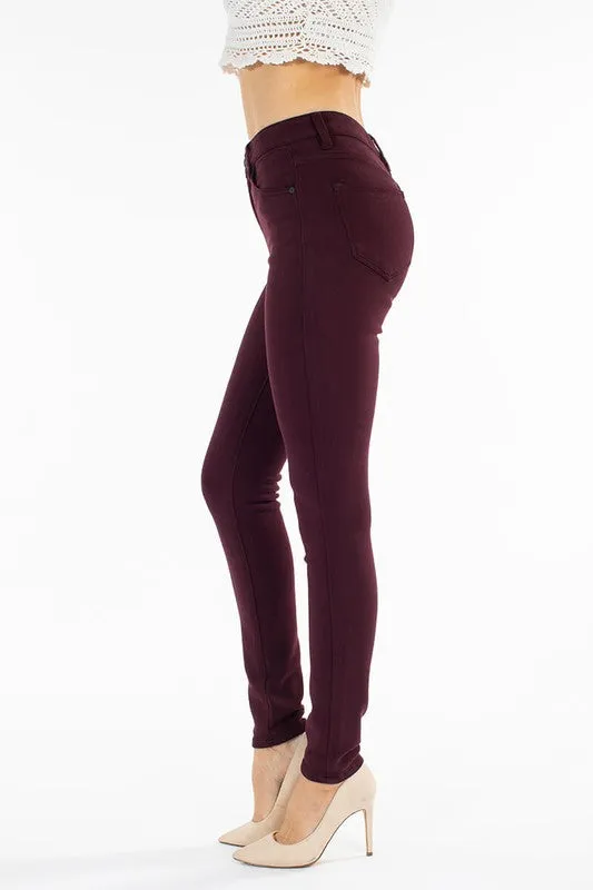 Burgundy High Rise Super Skinny Jeans