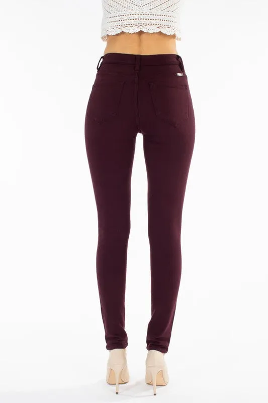 Burgundy High Rise Super Skinny Jeans