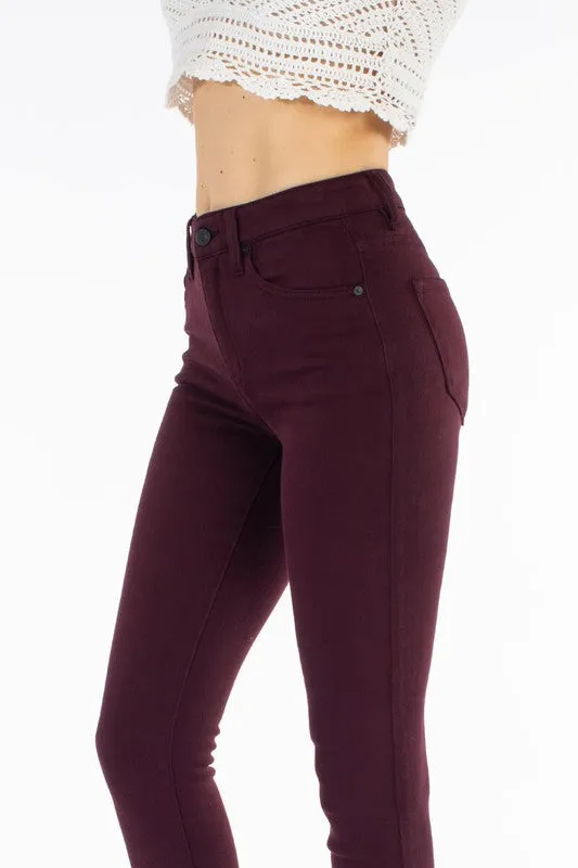 Burgundy High Rise Super Skinny Jeans