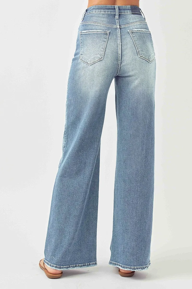 High Rise Wide Flare Leg Jeans