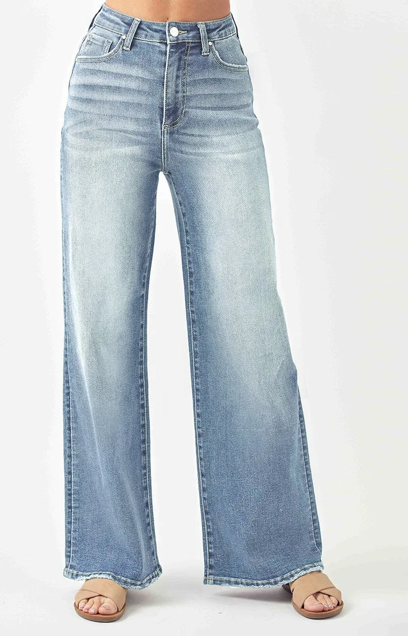 High Rise Wide Flare Leg Jeans