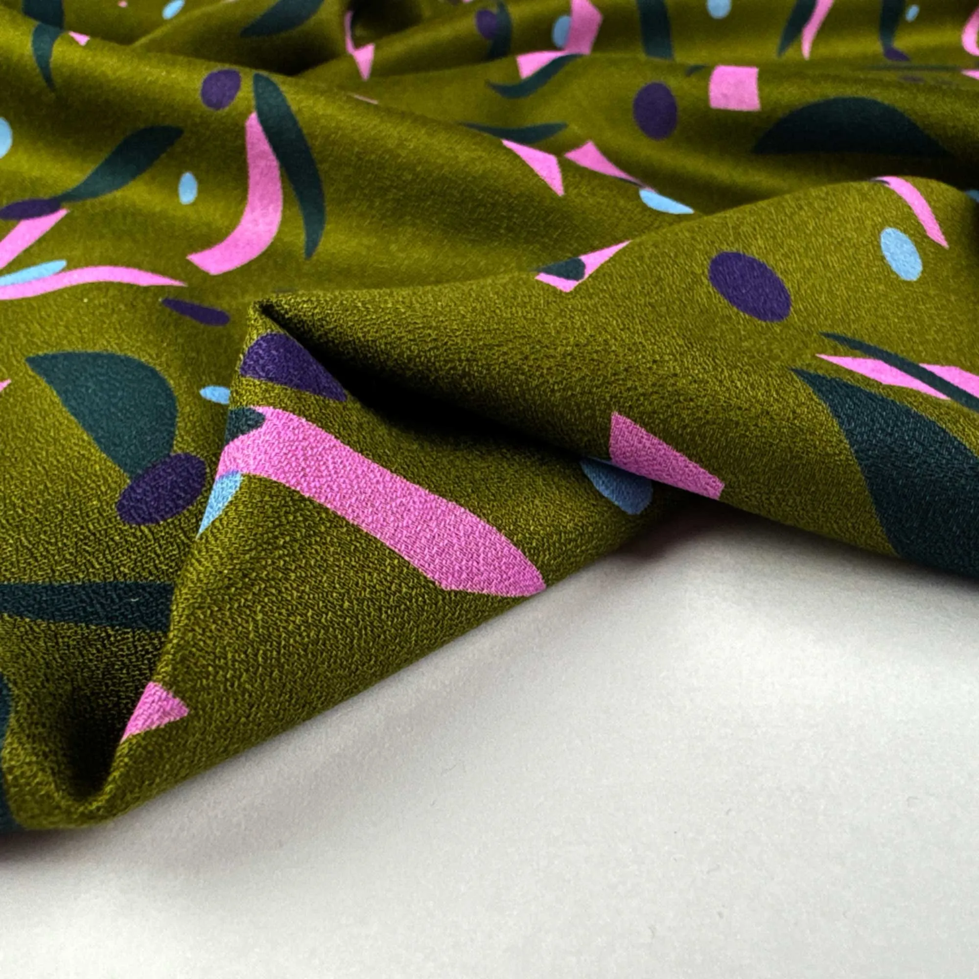 Lightweight Viscose Crepe in Java Ivy