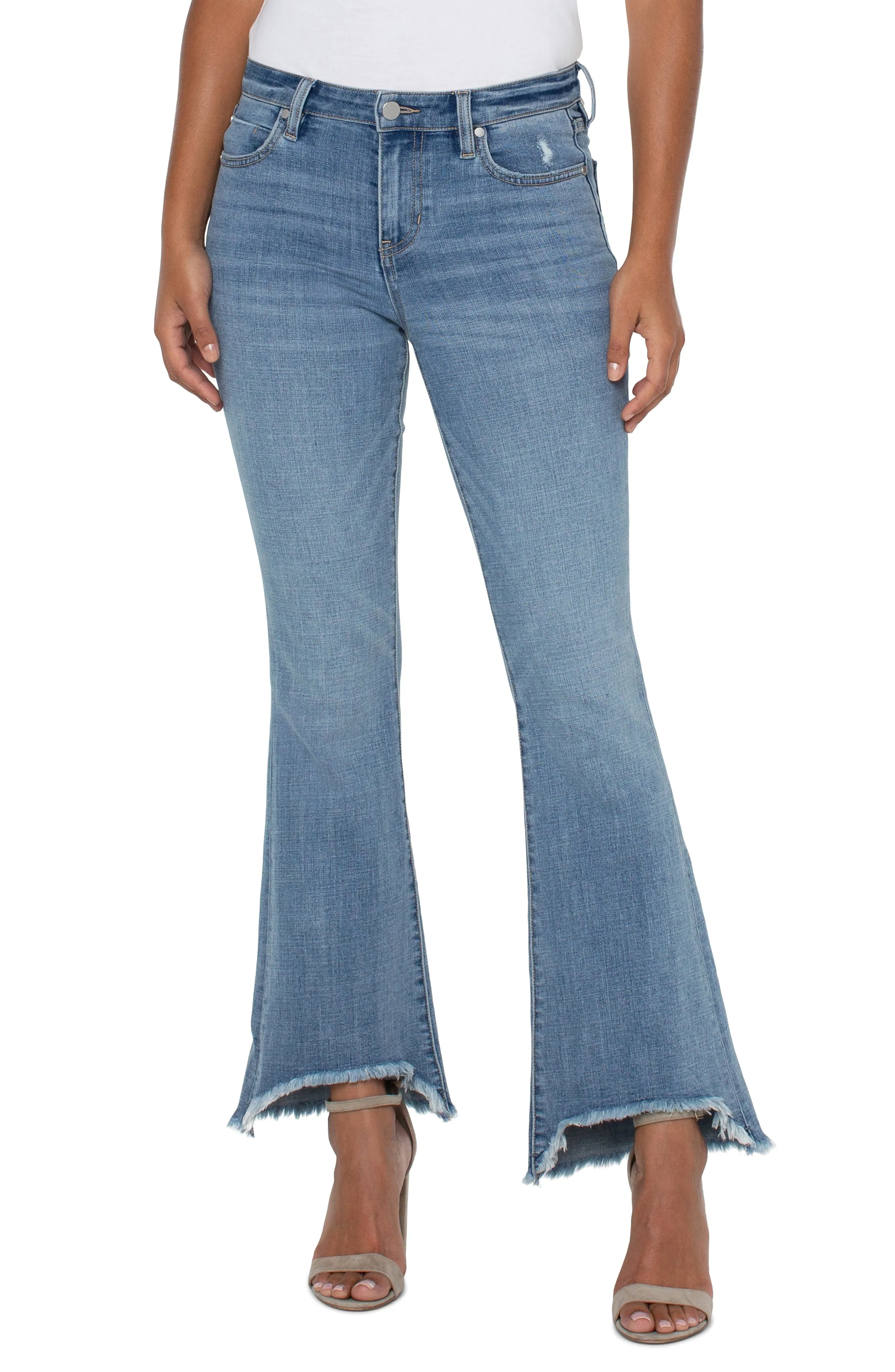 Liverpool Hannah Flare Jeans w Curve Fray Hem & 30" Inseam