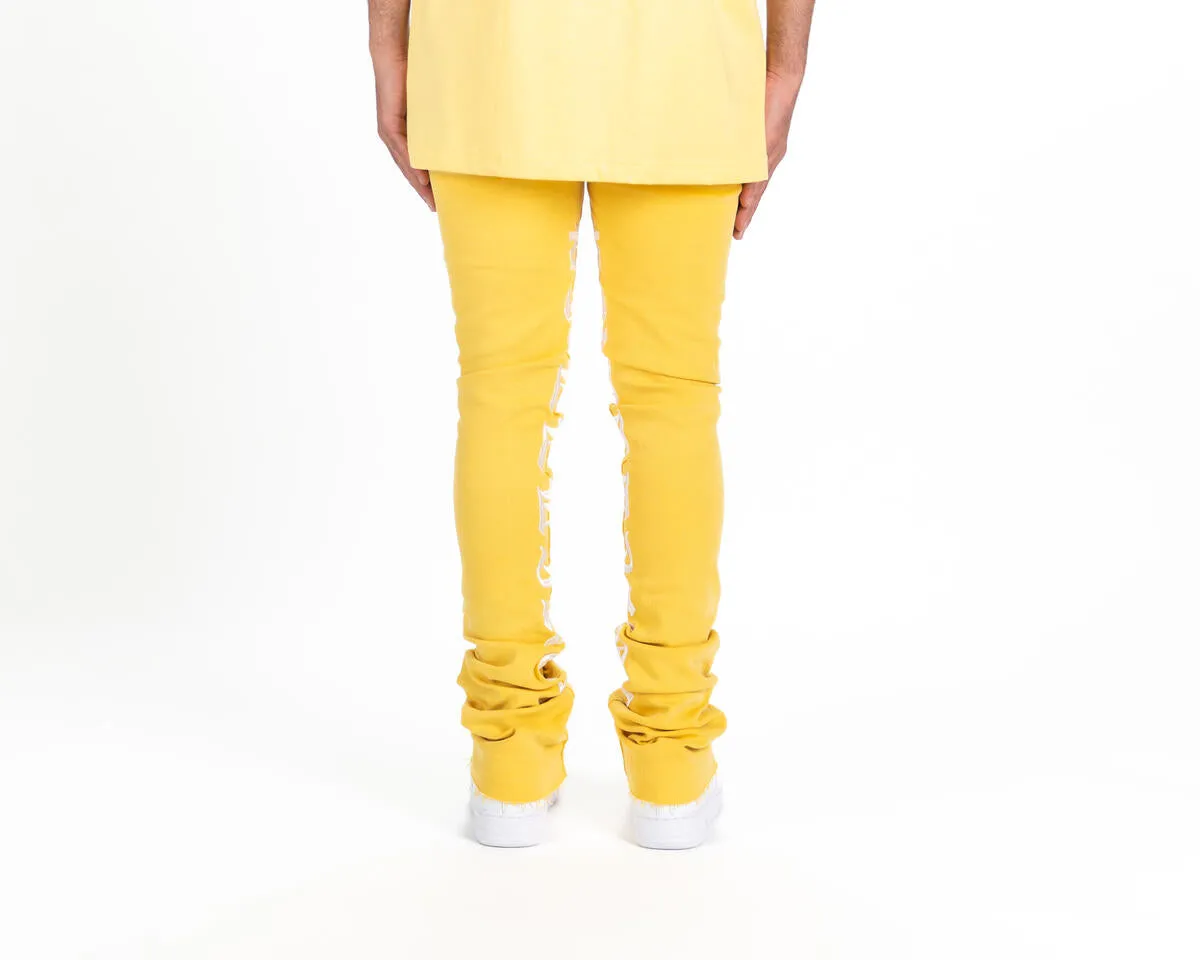 Pheelings AGAINST ALL ODDS FLARE STACK DENIM (YELLOW/WHITE)