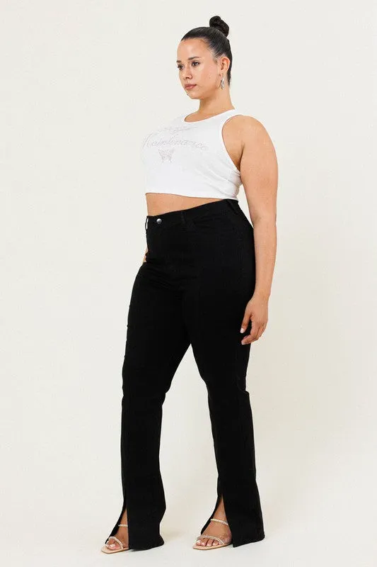 Plus Size Slit Front Jeans