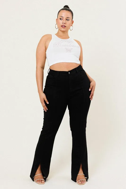Plus Size Slit Front Jeans
