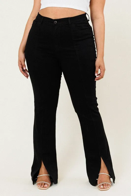 Plus Size Slit Front Jeans