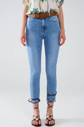 Regular Waist super Skinny Jeans in Light Wash with 5 pockets