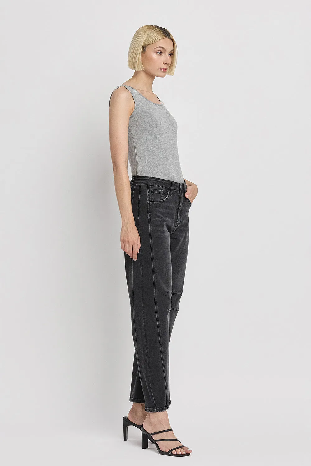 Relief - High Rise Ankle Barrel Leg Jeans
