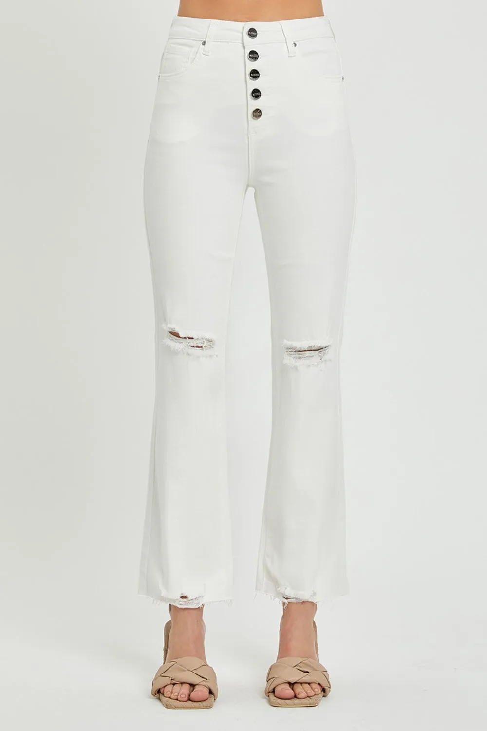 Renna Button Fly White Jeans