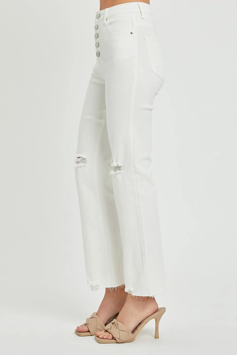 Renna Button Fly White Jeans