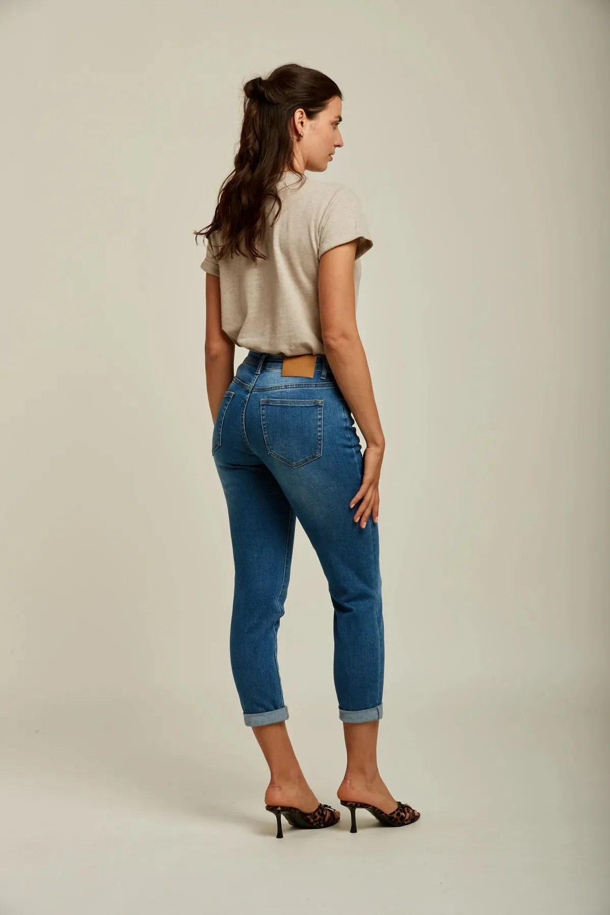 Toxik3 L20029-34 High Waist Boyfriend Jeans - Blue