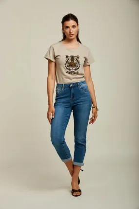 Toxik3 L20029-34 High Waist Boyfriend Jeans - Blue