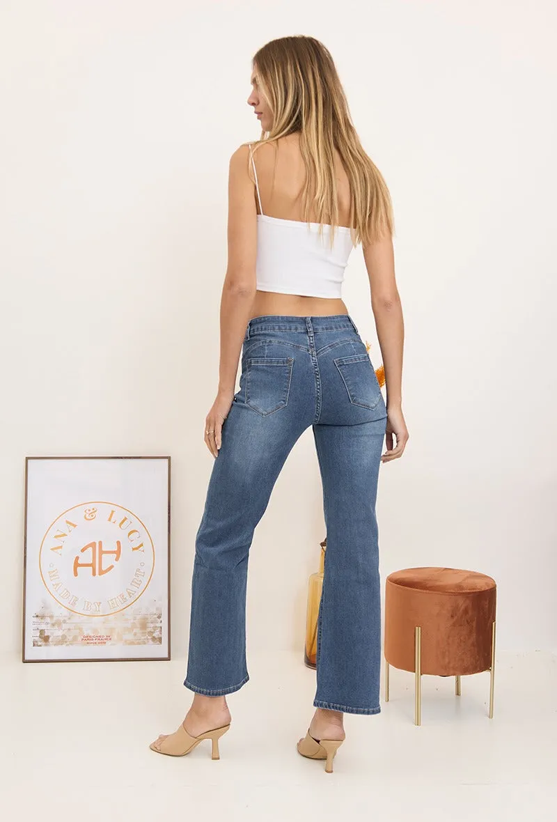 Wholesale Denim Push Up Wide Leg Jeans