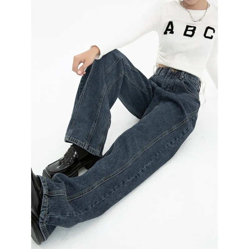 Women High Waist Vintage Straight Baggy Streetwear Jeans