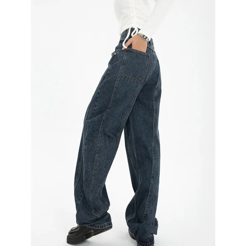 Women High Waist Vintage Straight Baggy Streetwear Jeans