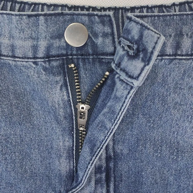Women's Baggy Elastic Waist Pleated Jeans